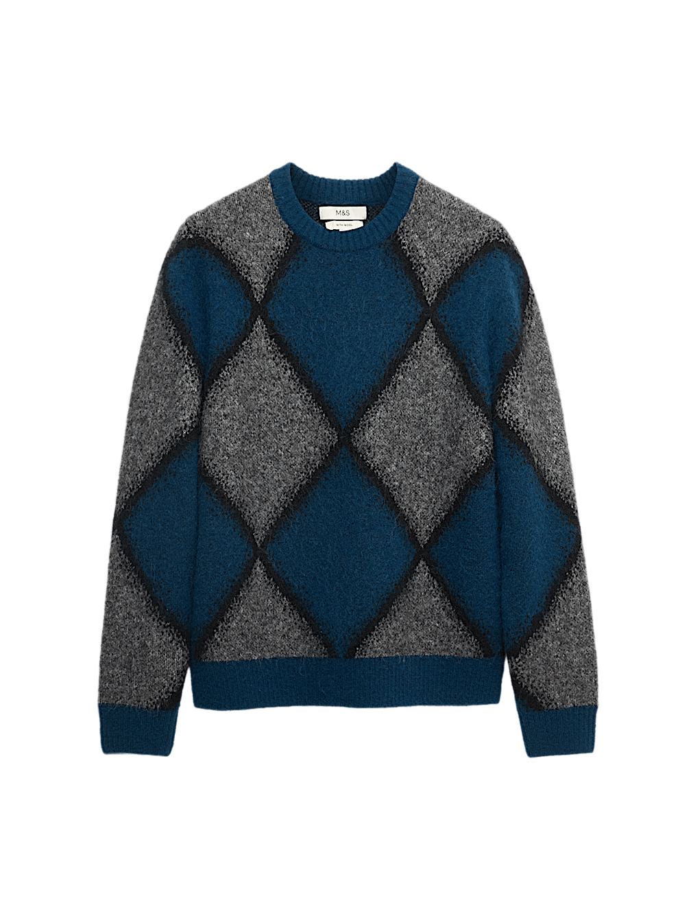 Hazy Exploded Argyle Crew Neck Jumper