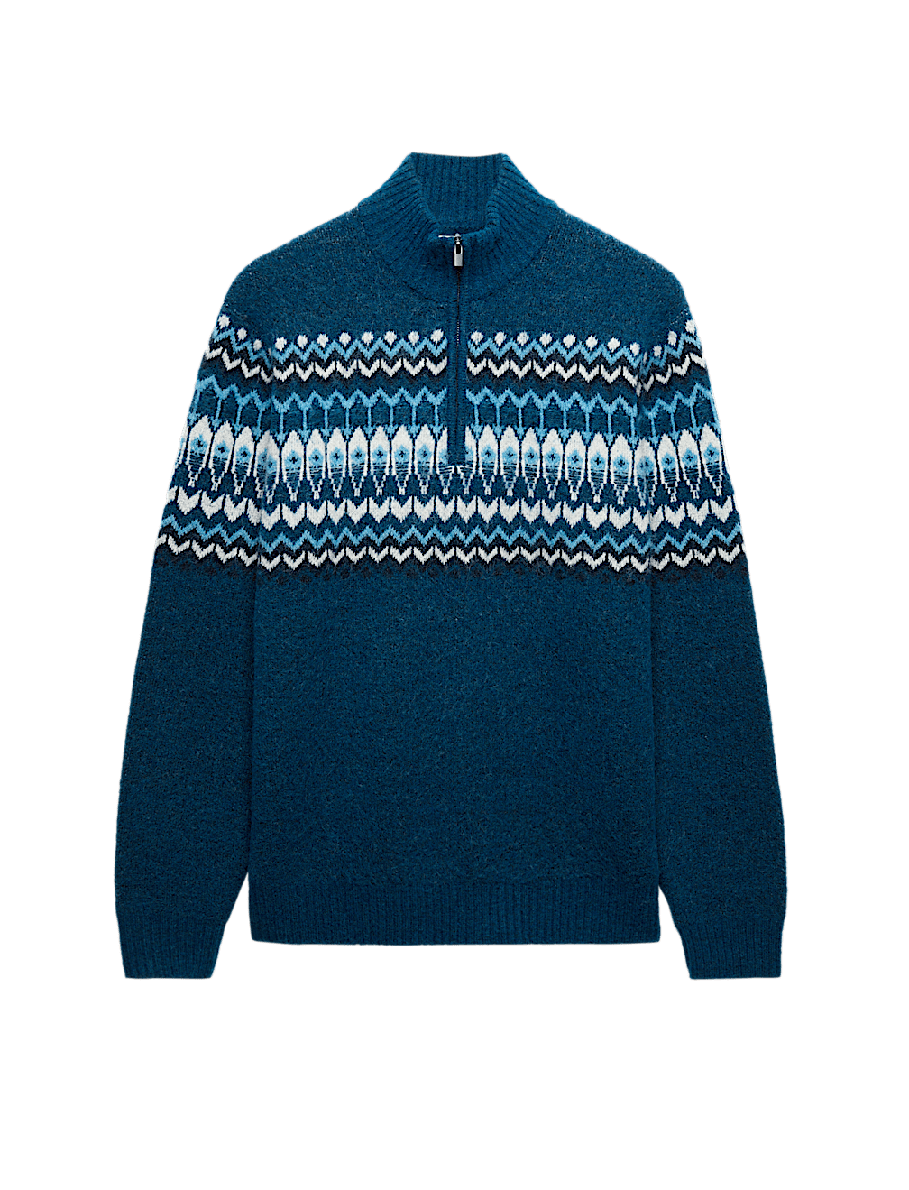 Fair Isle Half Zip Jumper with Wool