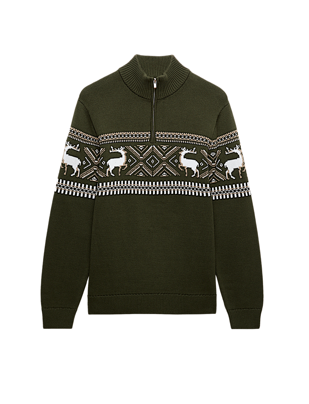 Pure Cotton Fair Isle Half Zip Jumper
