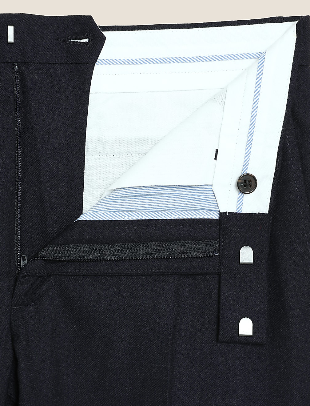 Tailored Fit Pure Wool Flannel Trousers