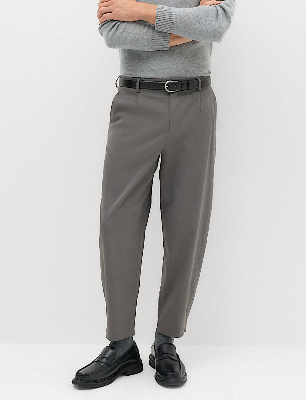 Barrel Fit Smart Twill Trousers