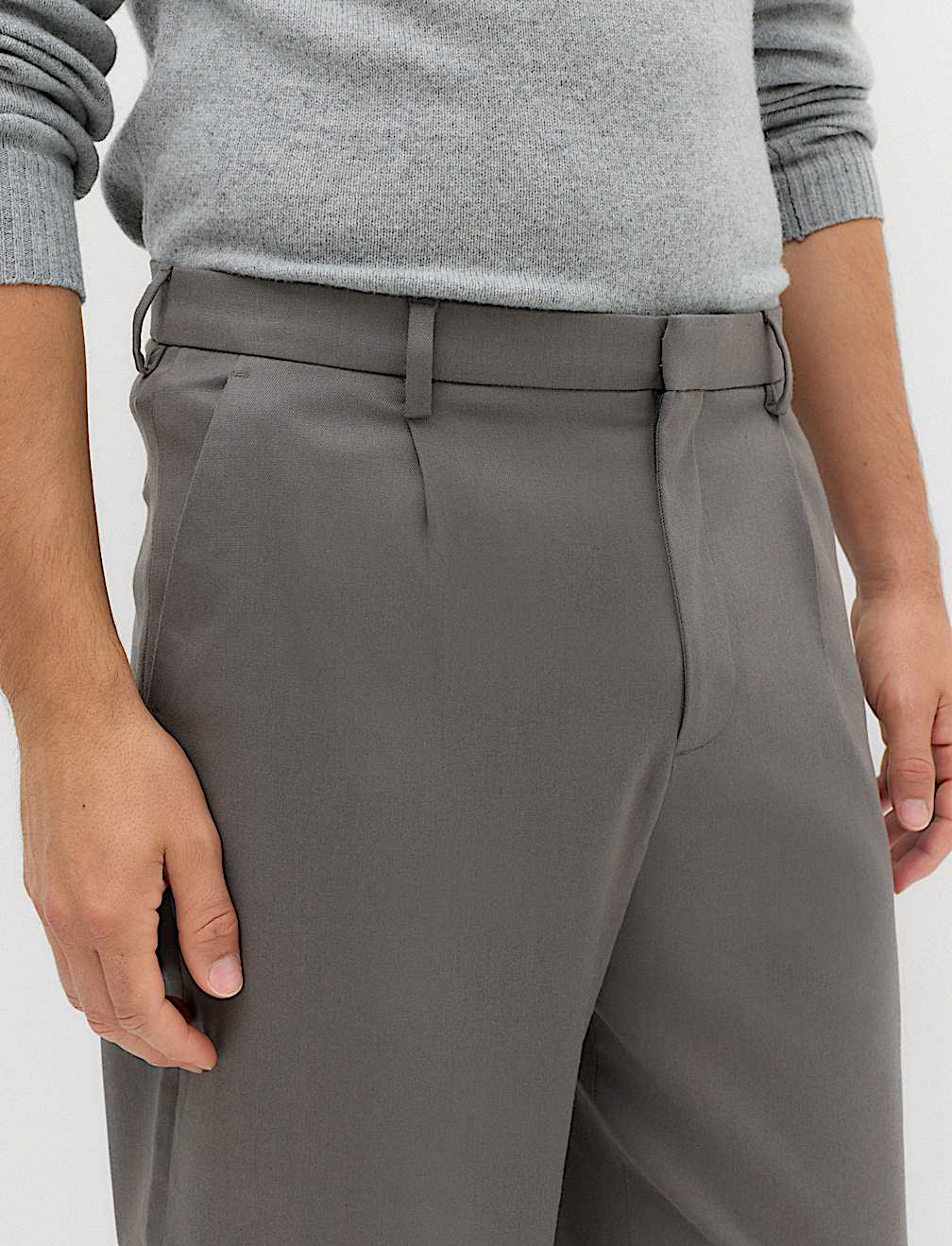 Barrel Fit Smart Twill Trousers