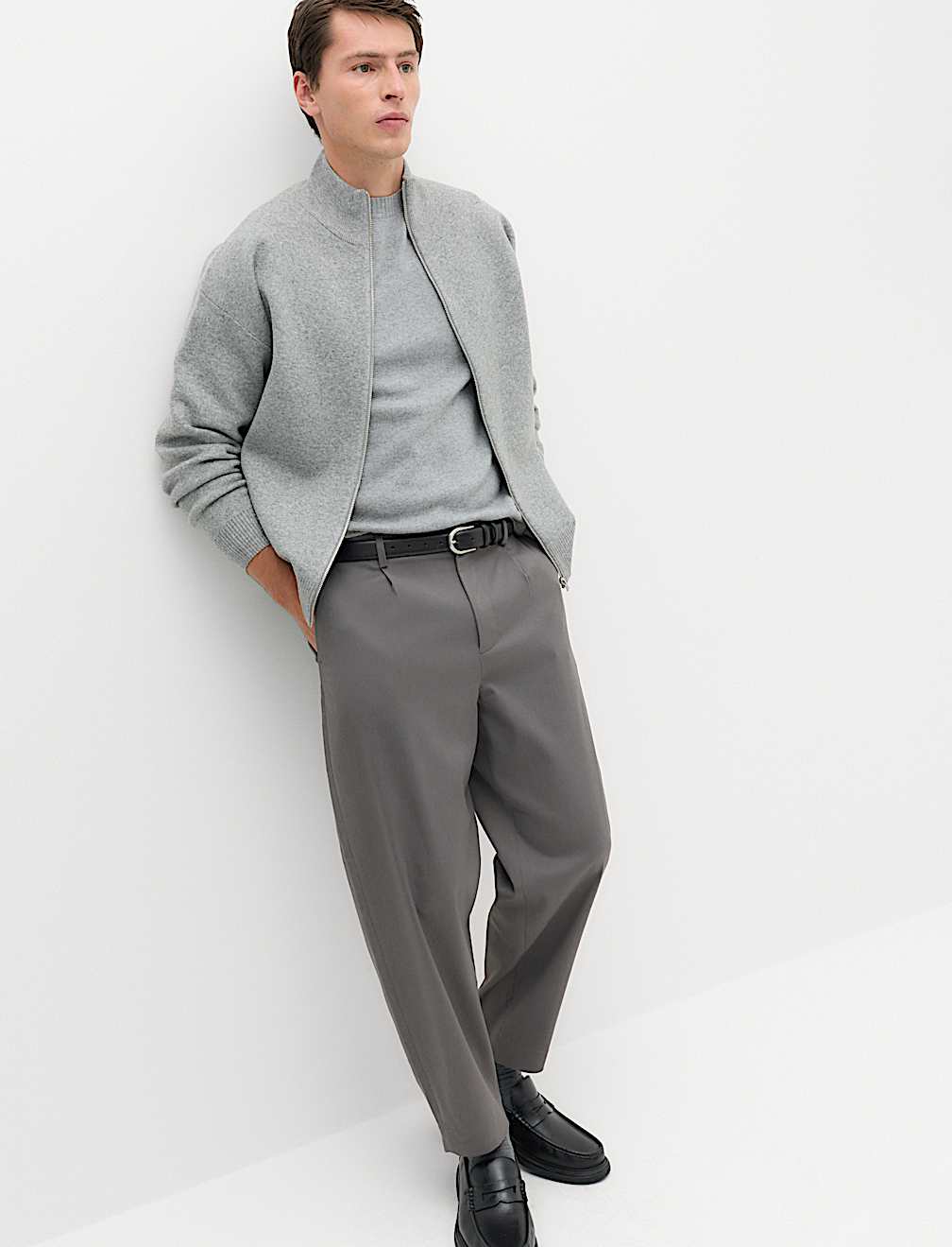 Barrel Fit Smart Twill Trousers