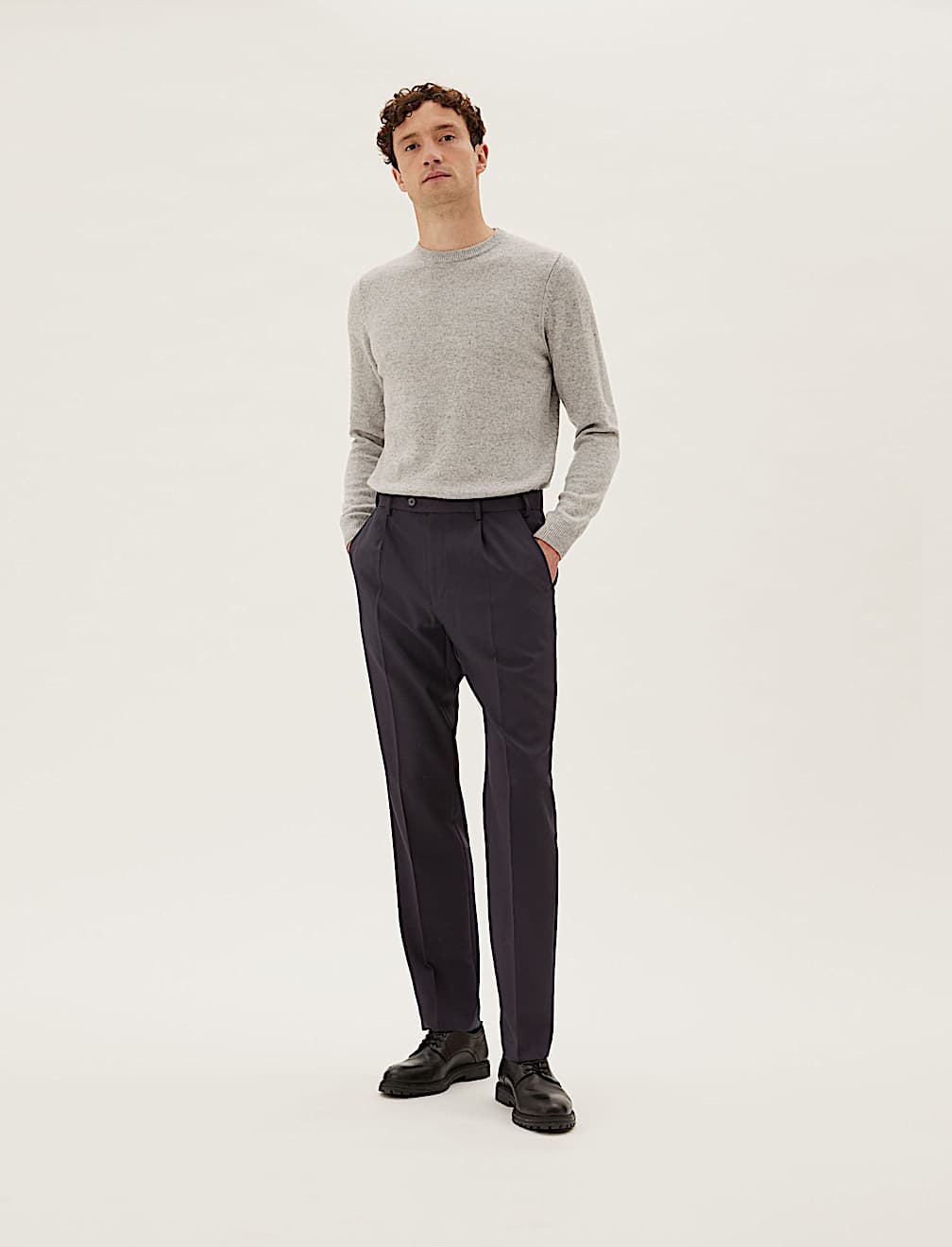 Regular Fit Single Pleat Trousers