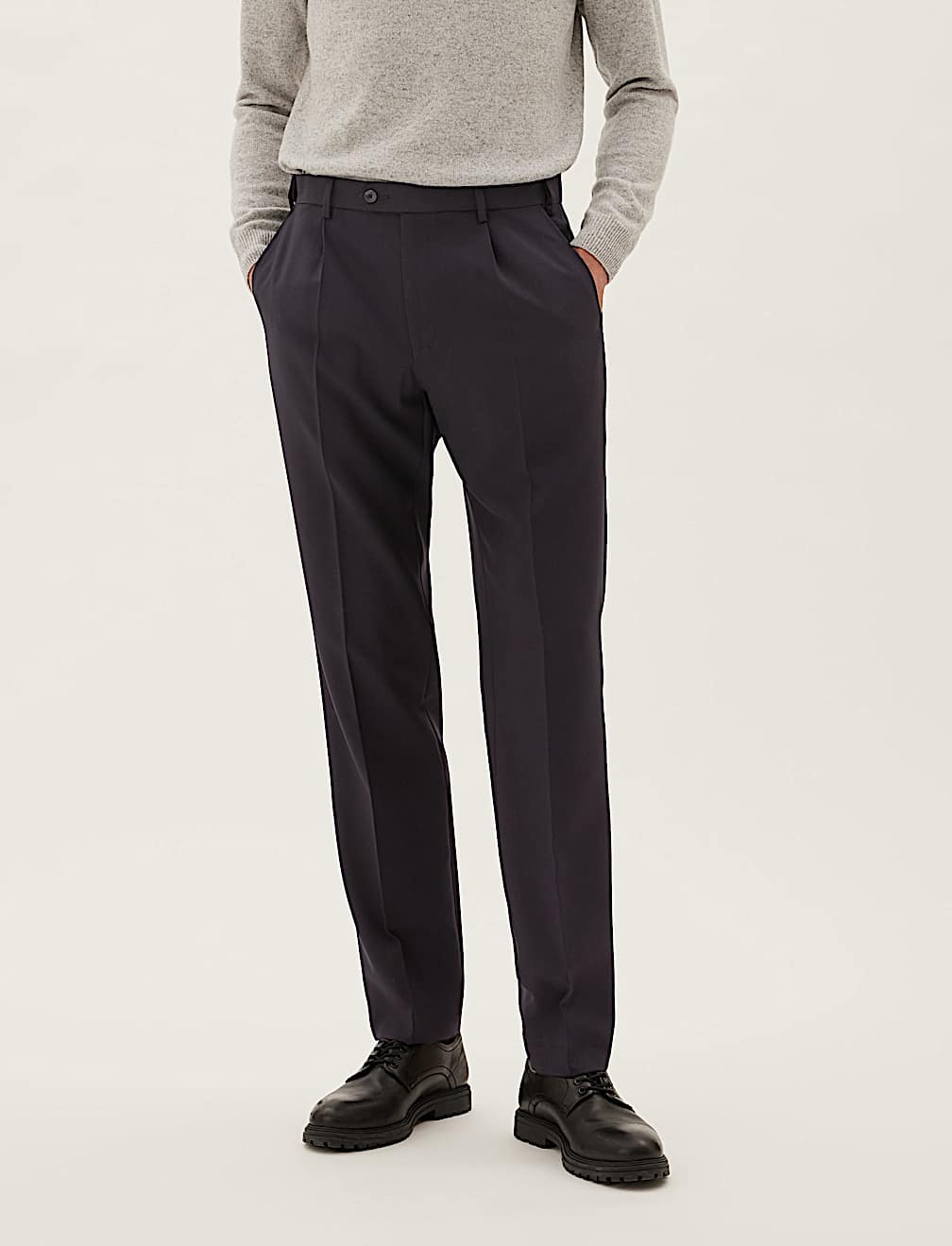 Regular Fit Single Pleat Trousers