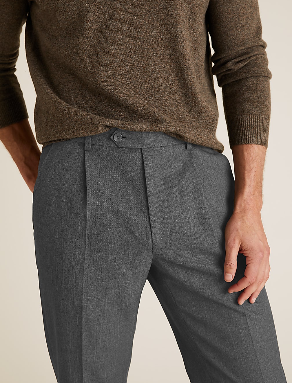 Regular Fit Single Pleat Trousers