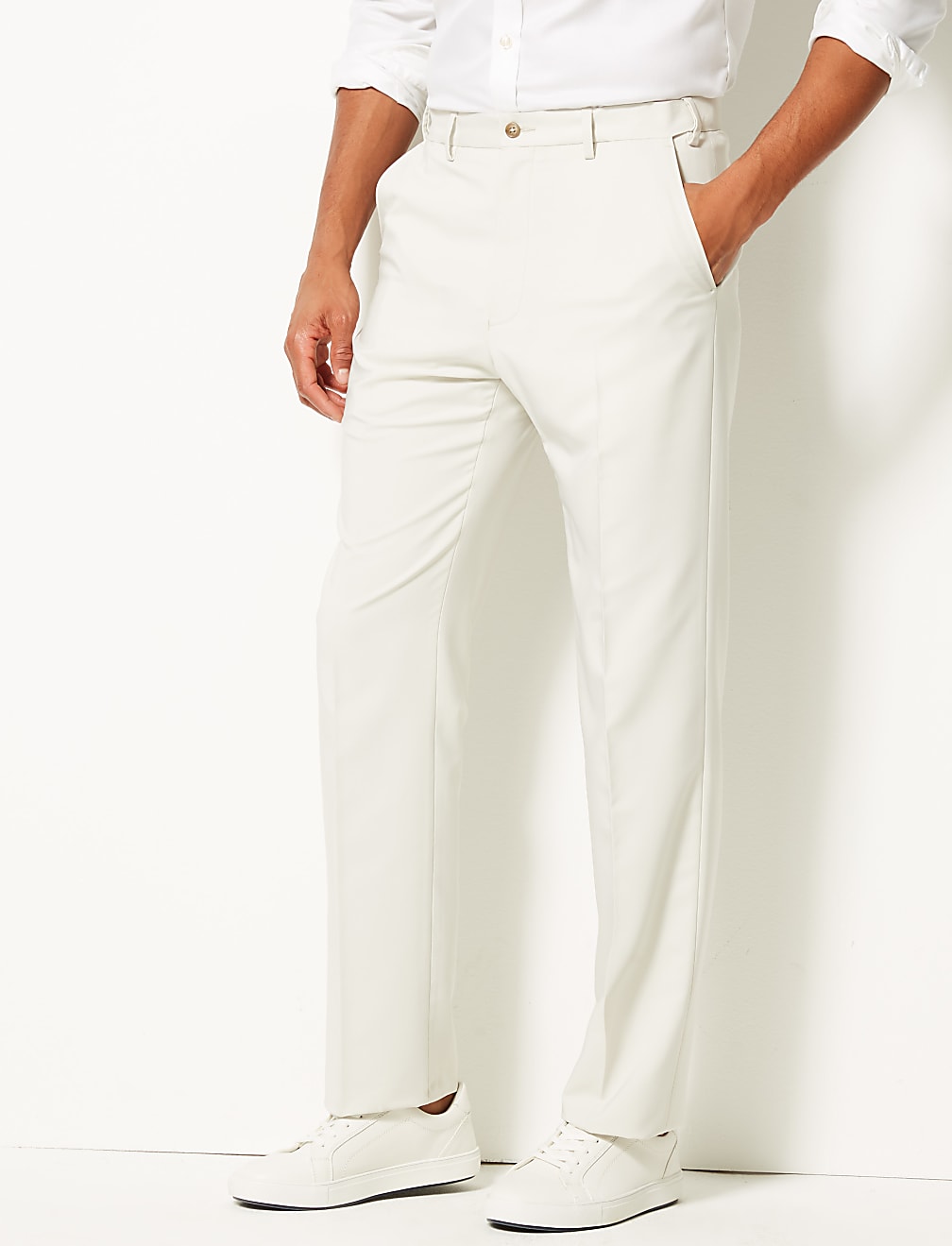 Regular Fit Flat Front Trousers
