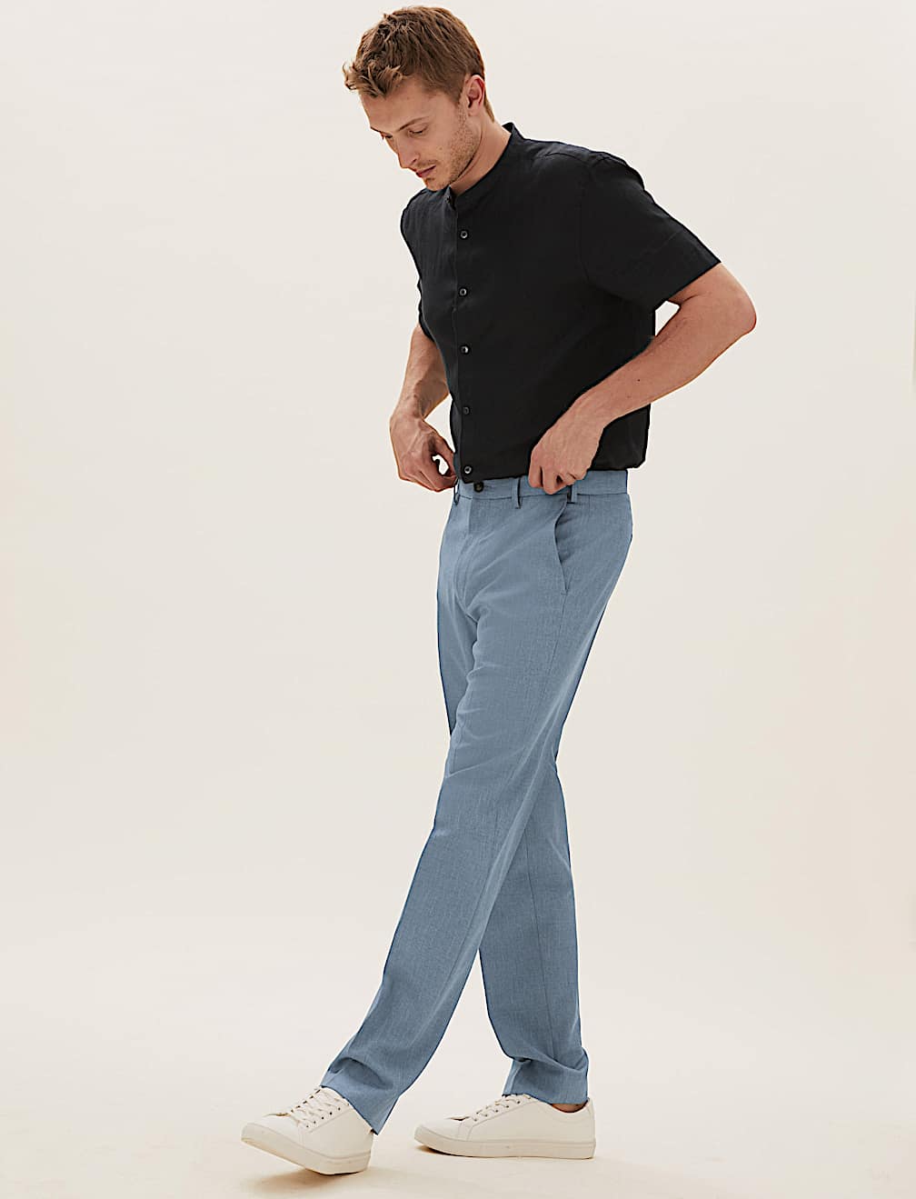 Regular Fit Flat Front Trousers