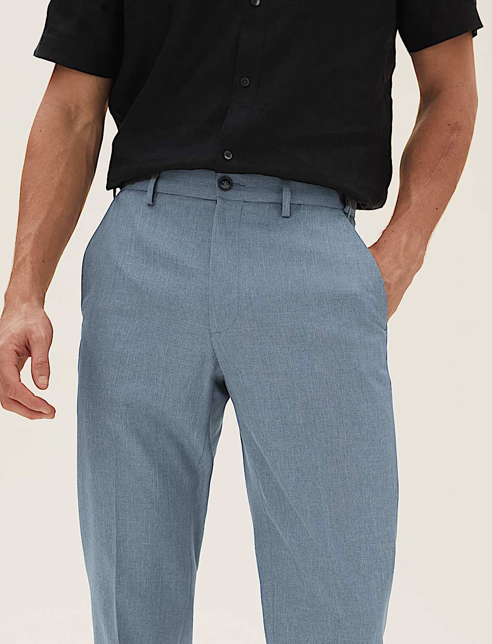 Regular Fit Flat Front Trousers