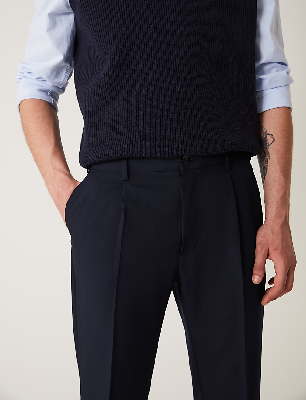 Crease Resistant Flexi Waist Trousers