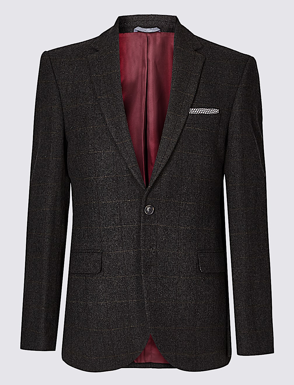 Brown Wool Rich Tailored Fit Jacket