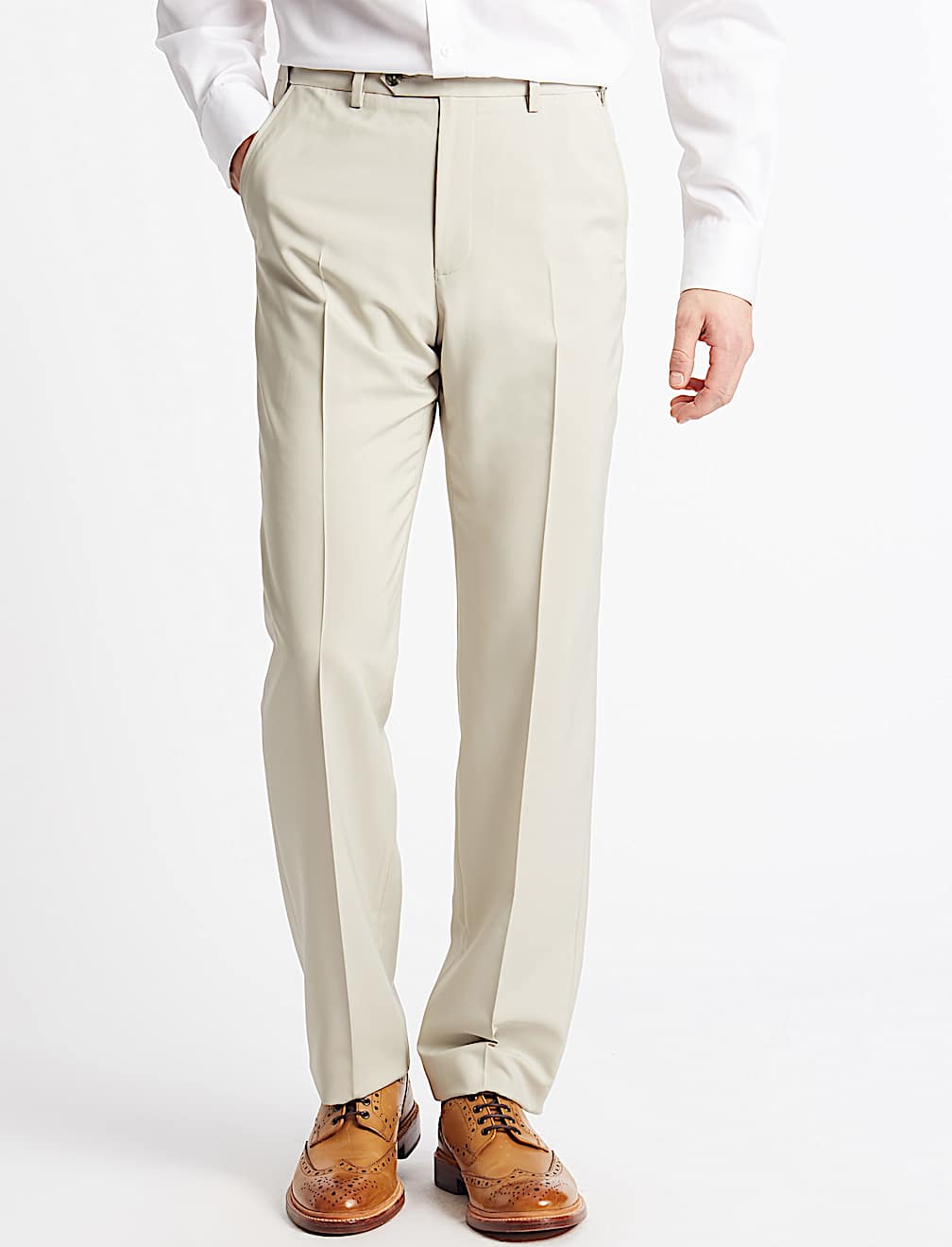 Regular Fit Flat Front Trousers