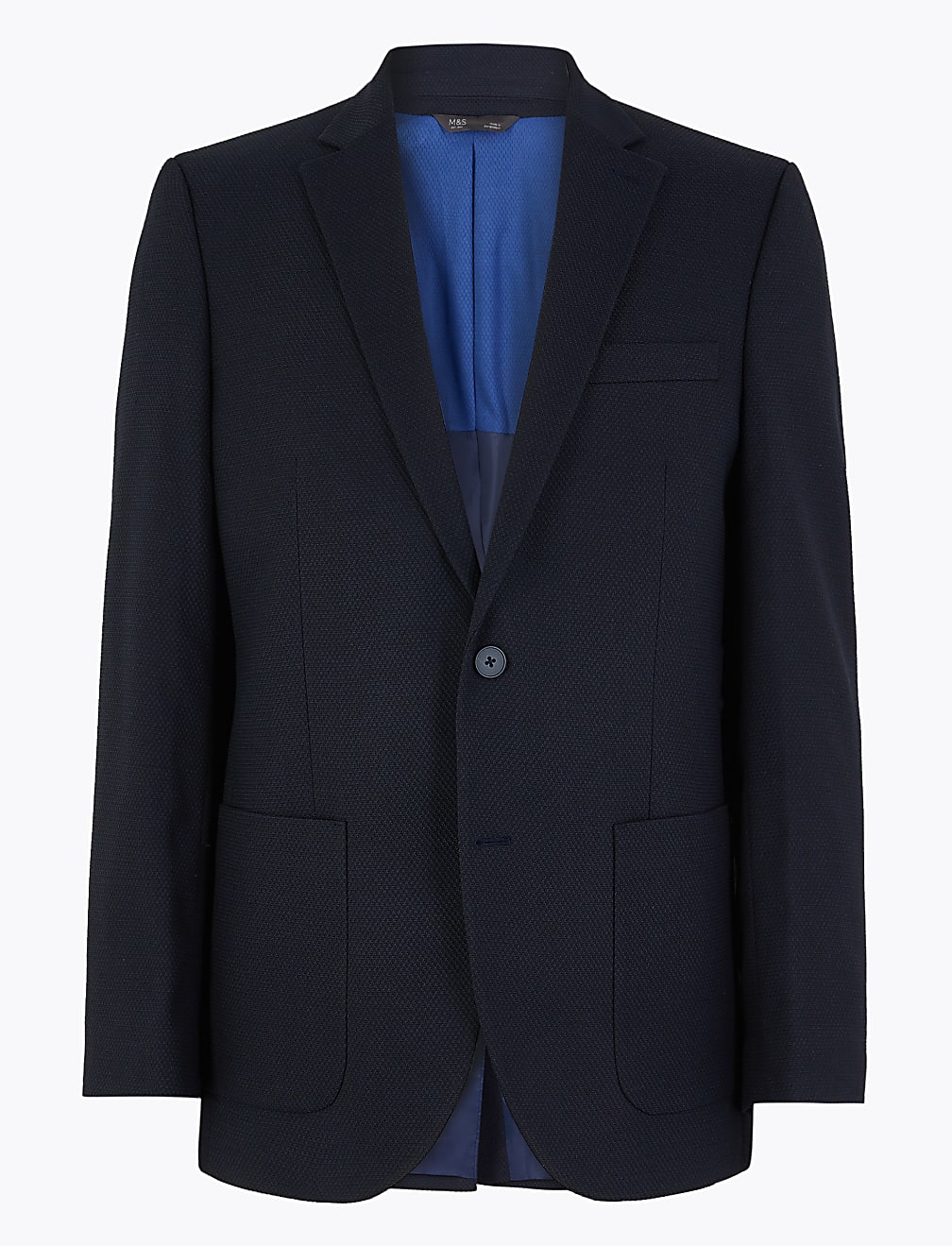 Navy Regular Fit Textured Jacket