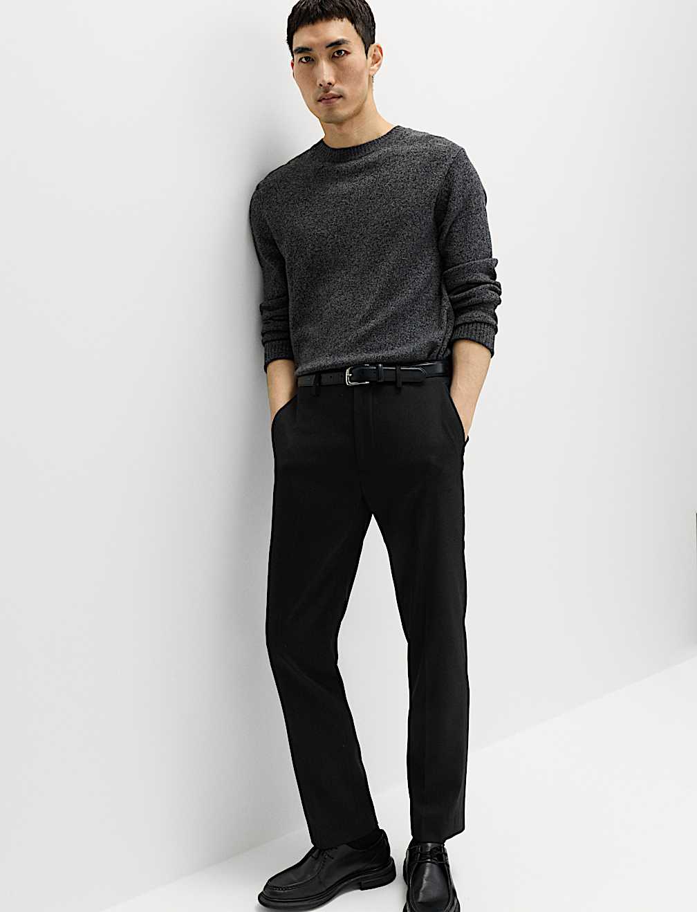Regular Fit Wool Blend Trousers