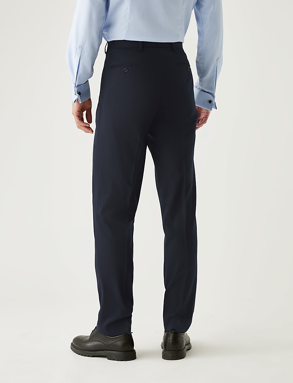 Regular Fit Wool Blend Flat Front Trousers