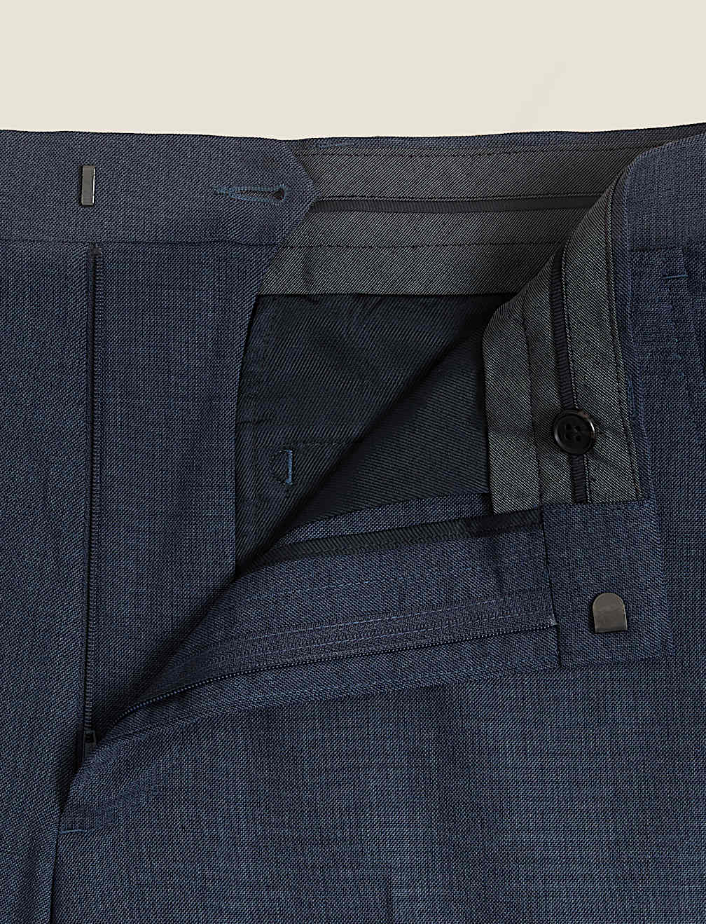 Regular Fit Wool Blend Flat Front Trousers