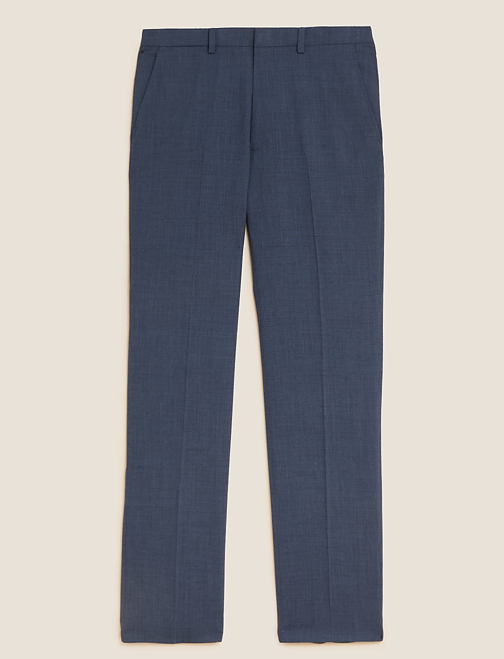 Regular Fit Wool Blend Flat Front Trousers