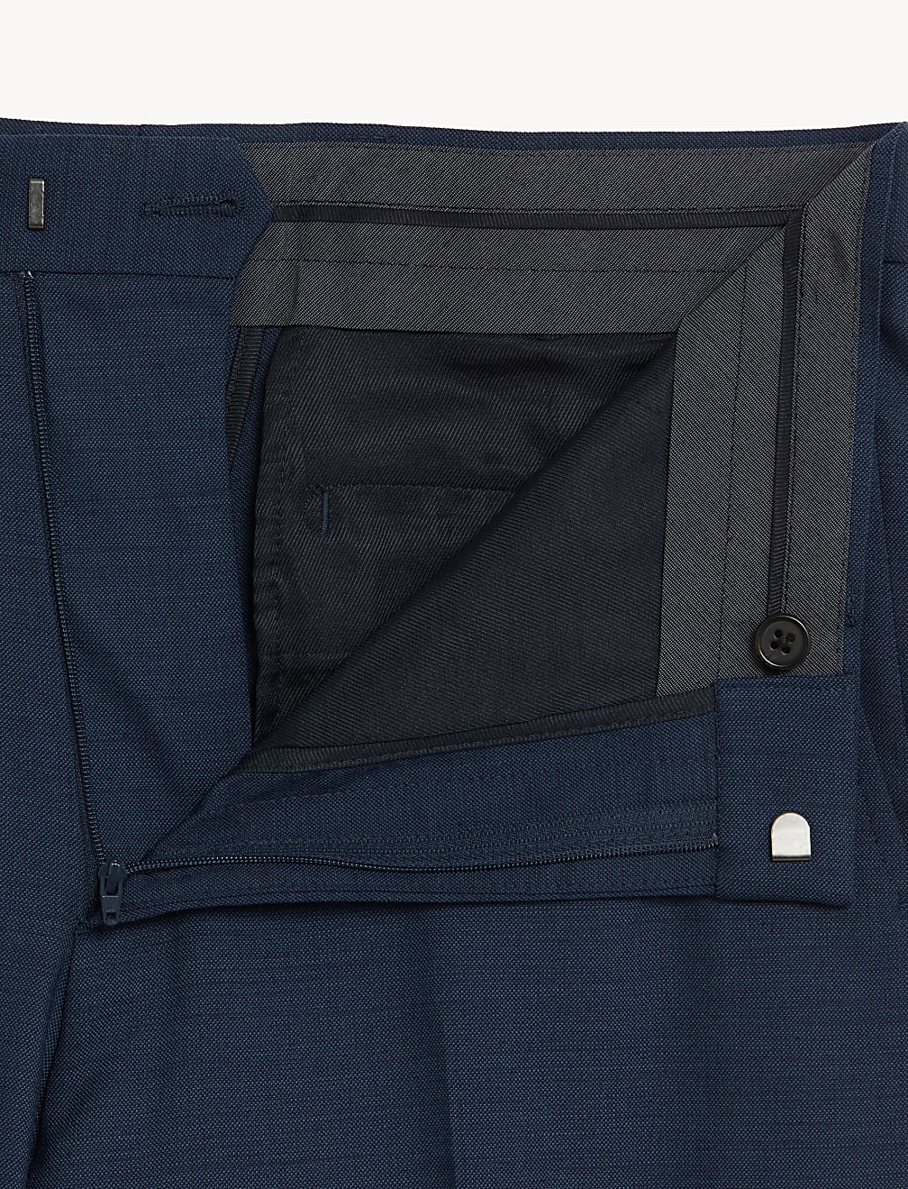 Regular Fit Wool Blend Flat Front Trousers