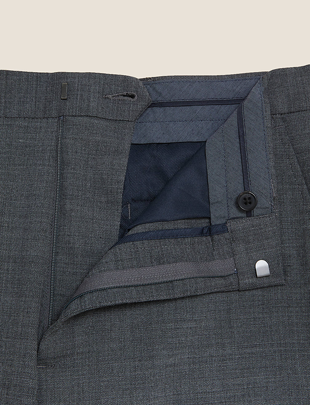 Regular Fit Wool Blend Flat Front Trousers