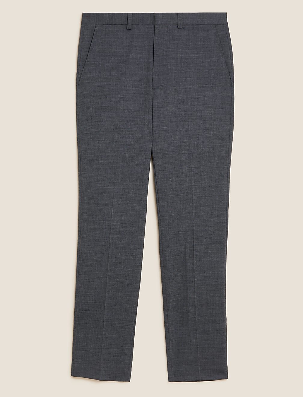 Regular Fit Wool Blend Flat Front Trousers