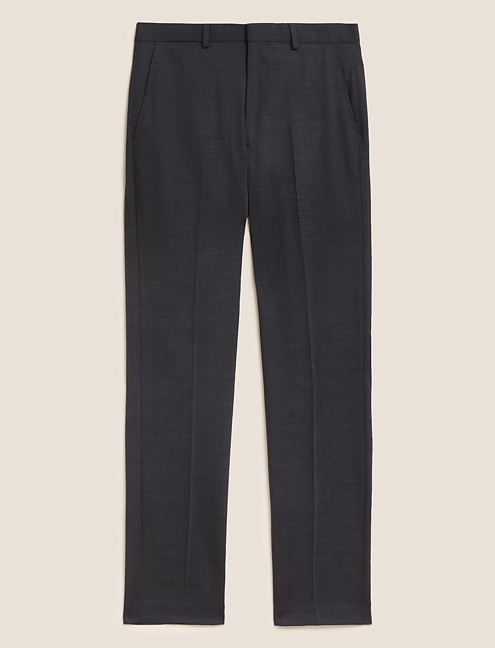 Regular Fit Wool Blend Flat Front Trousers