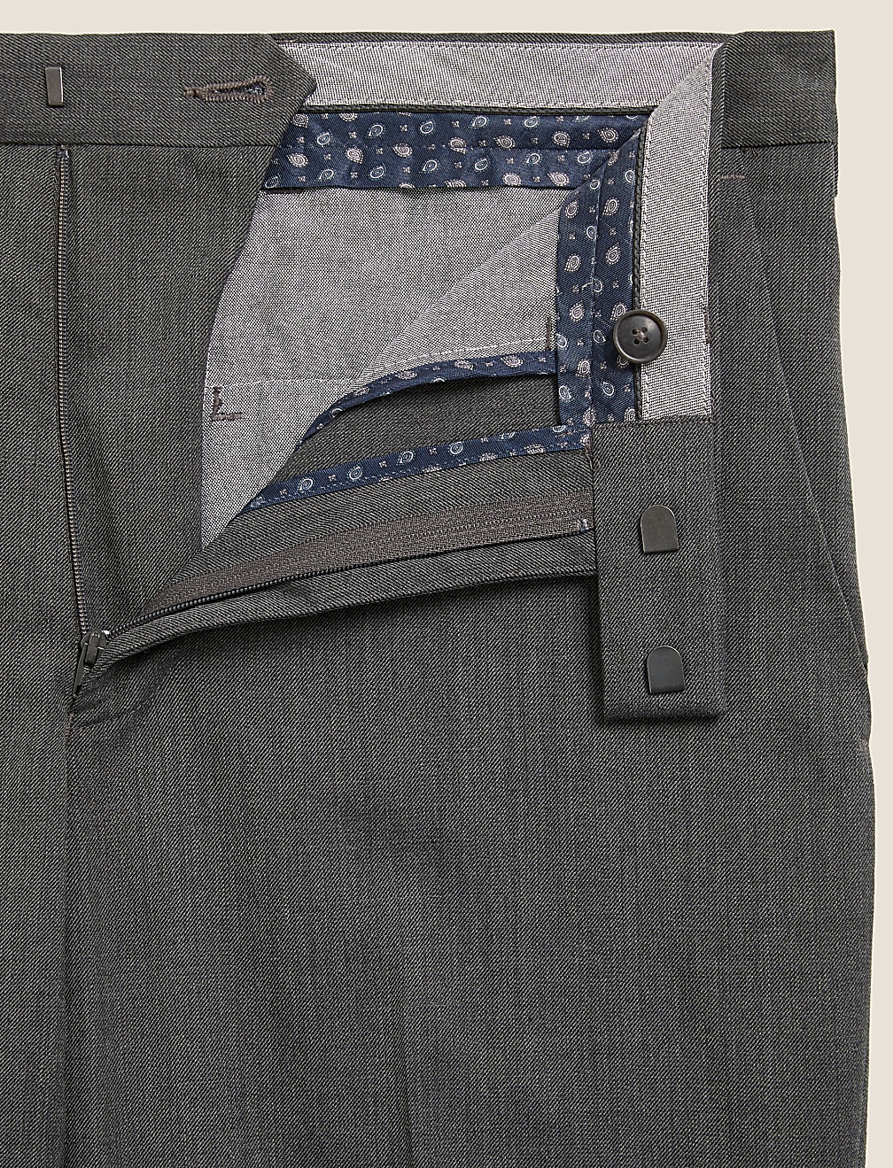 Regular Fit Wool Blend Flat Front Trousers