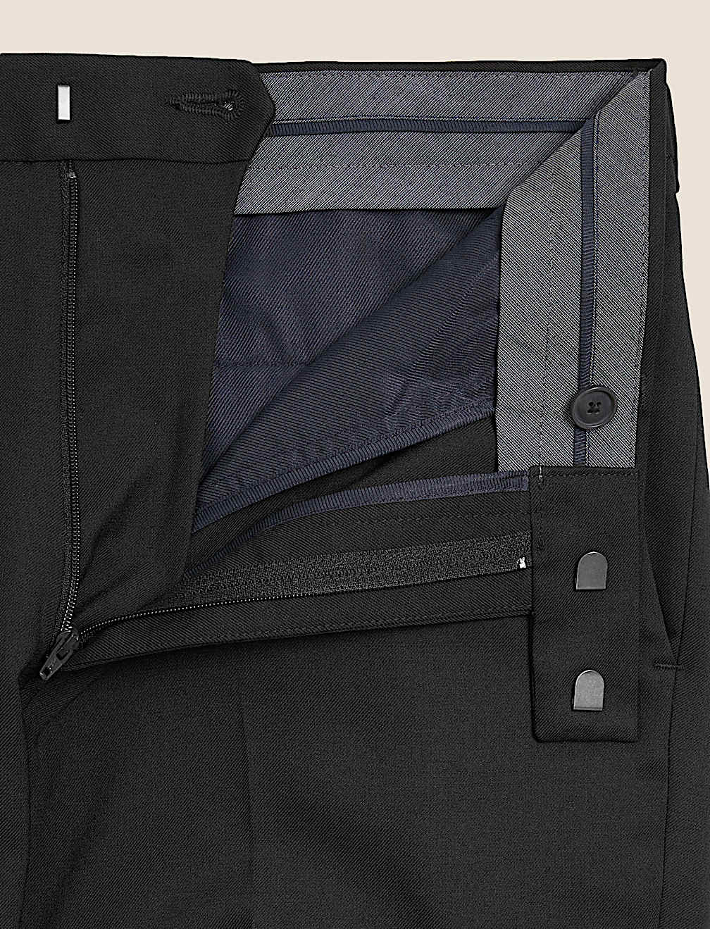 Regular Fit Wool Blend Flat Front Trousers