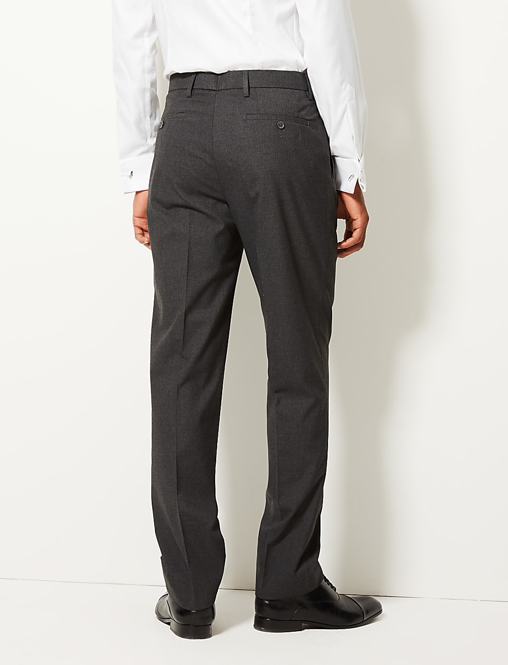 Tailored Fit Textured Flat Front Trousers