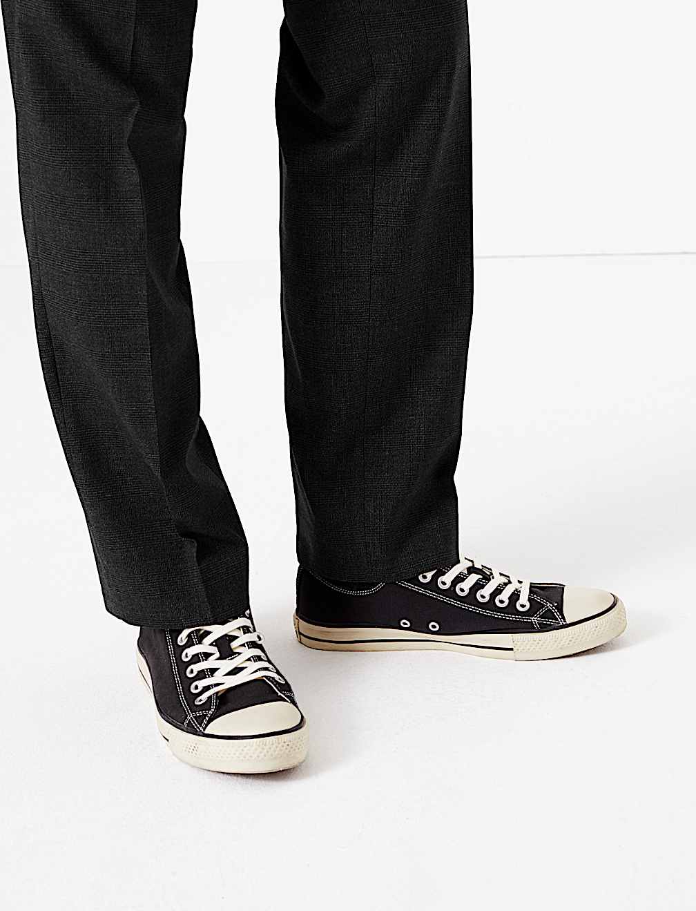 Regular Fit Checked Stretch Trousers