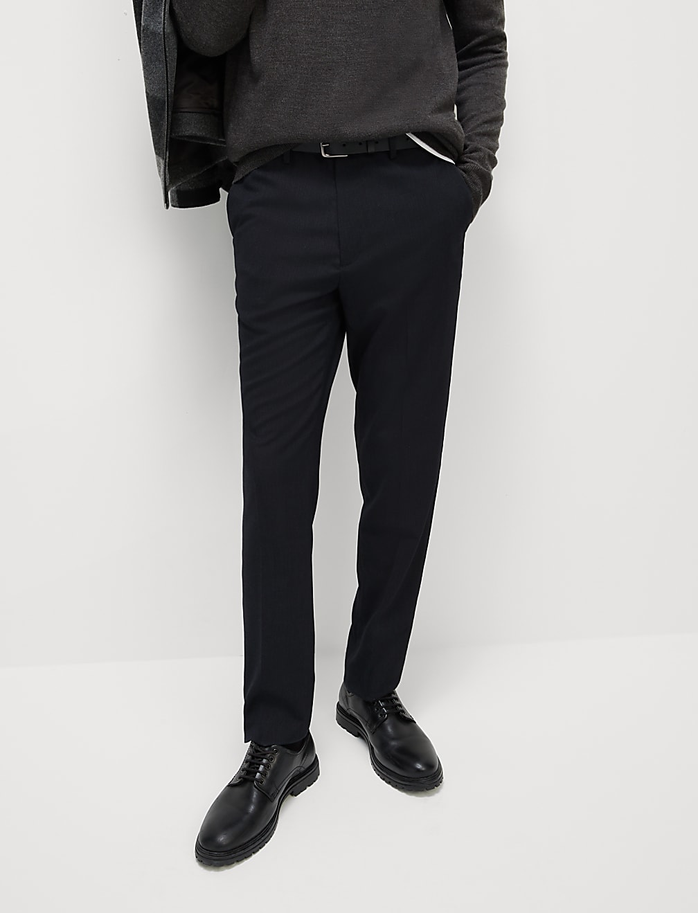 Slim Fit Flat Front Stretch Trousers