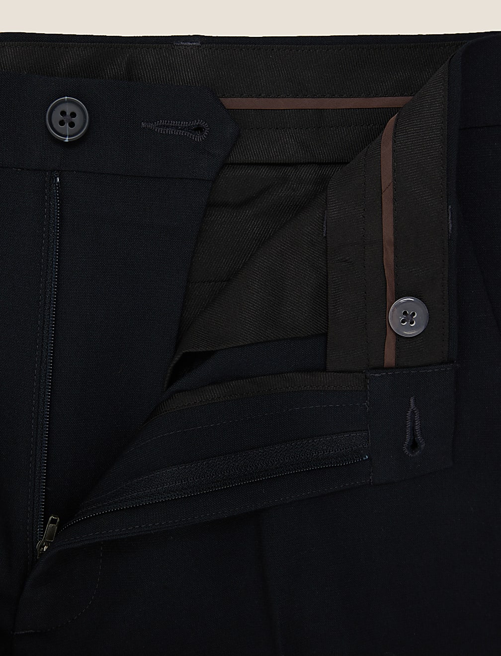 Tailored Fit Flat Front Stretch Trousers