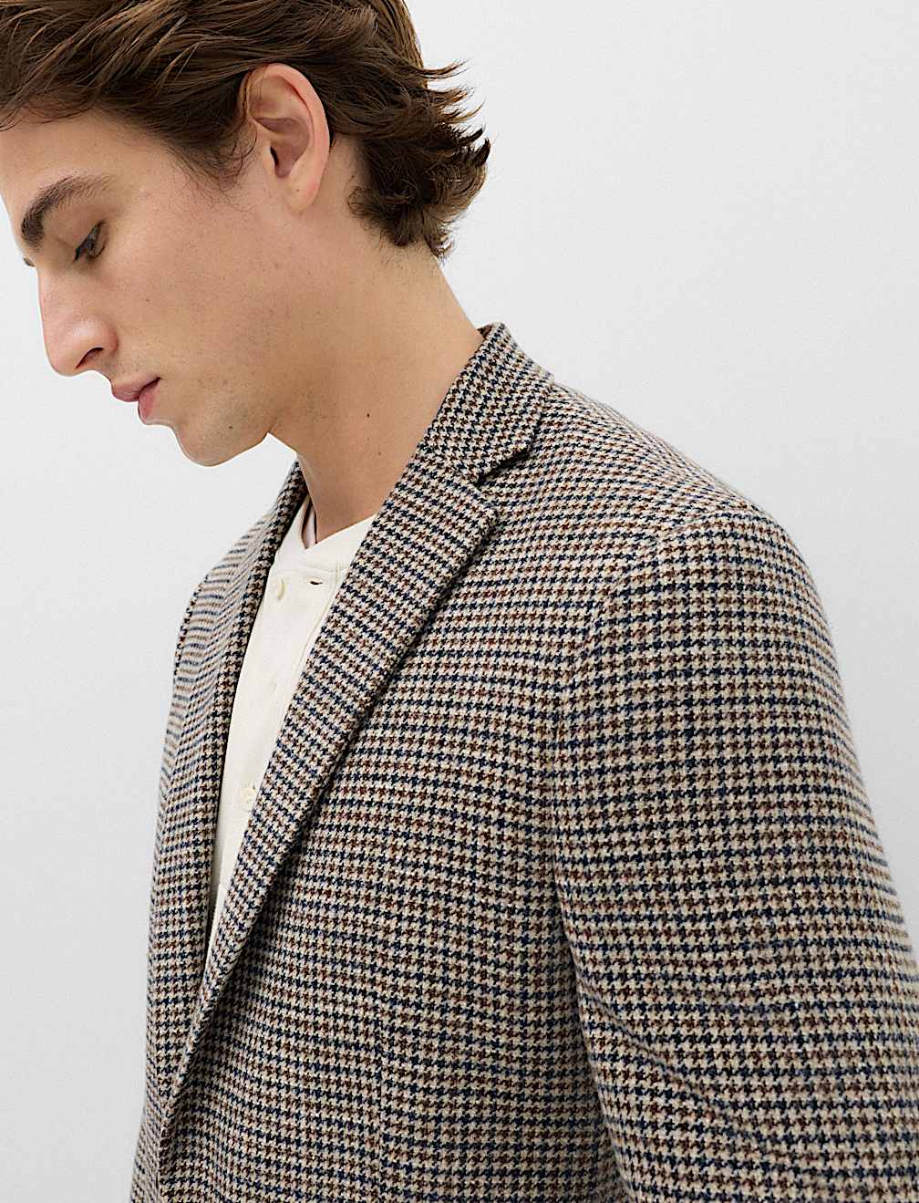 Regular Fit Cotton Blend Check Blazer