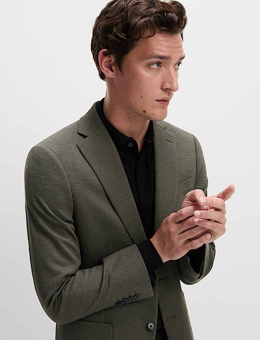 Tailored Fit Jersey Textured Blazer