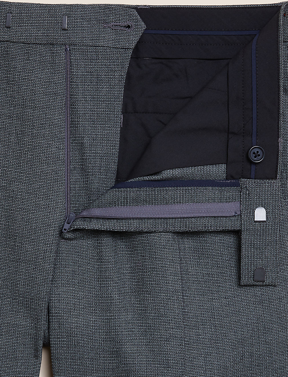 Tailored Fit Textured Stretch Trousers