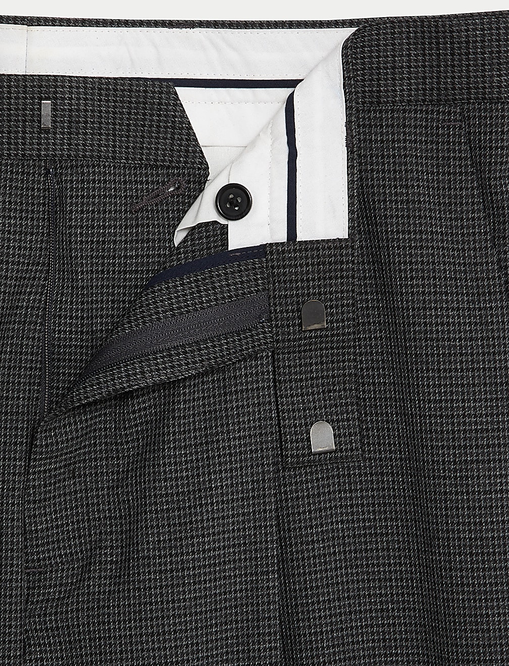 Textured Checked Stretch Trousers