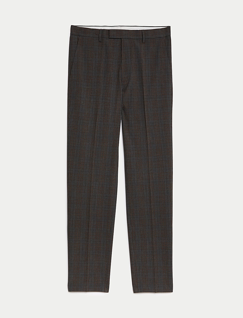 Textured Checked Stretch Trousers