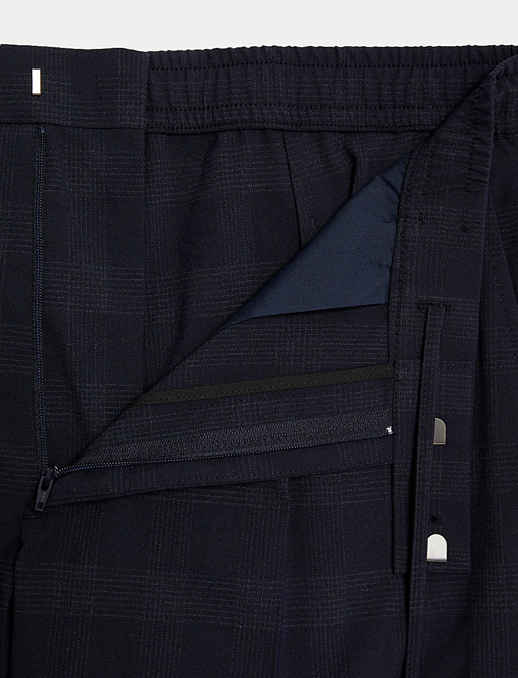 Check Single Pleat Elasticated Trousers