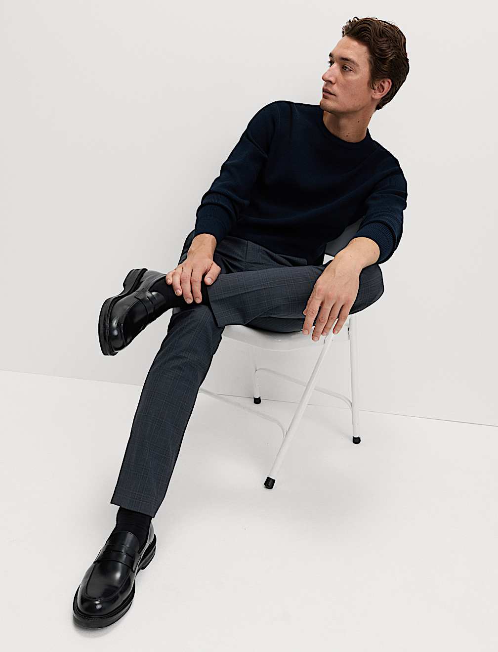 Tailored Fit Checked Trousers