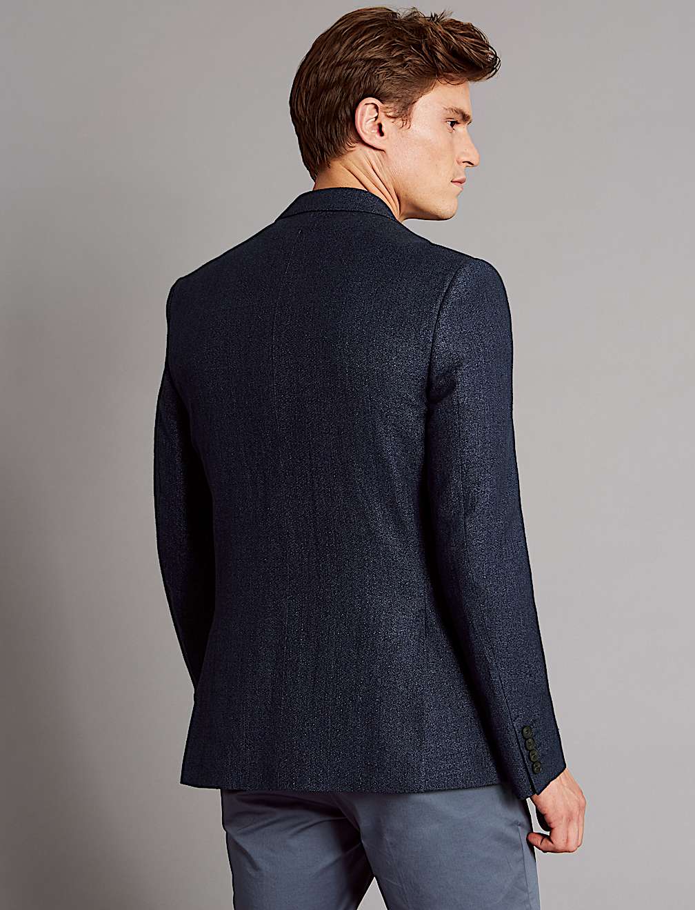 Linen Rich Tailored Fit Textured Jacket