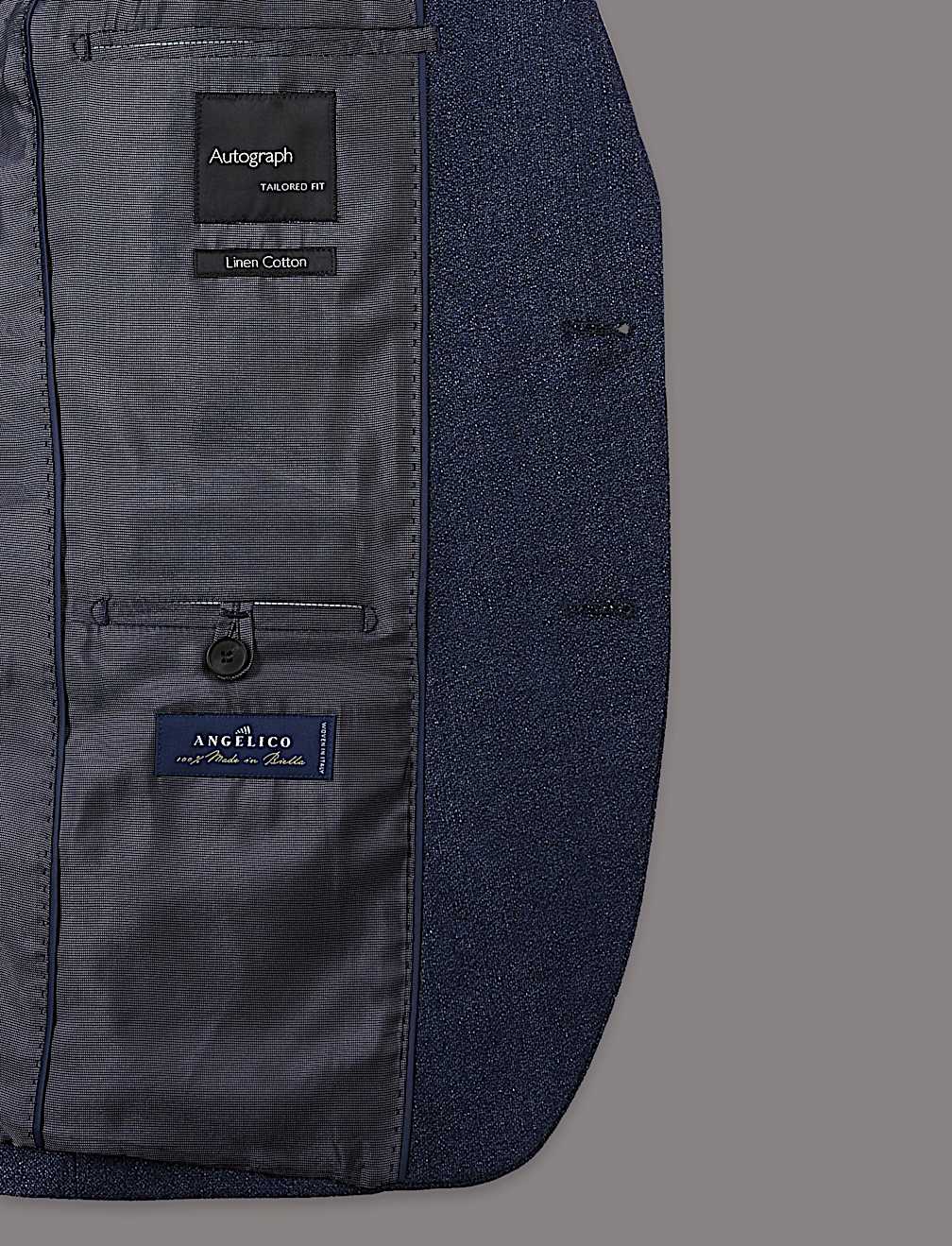 Linen Rich Tailored Fit Textured Jacket