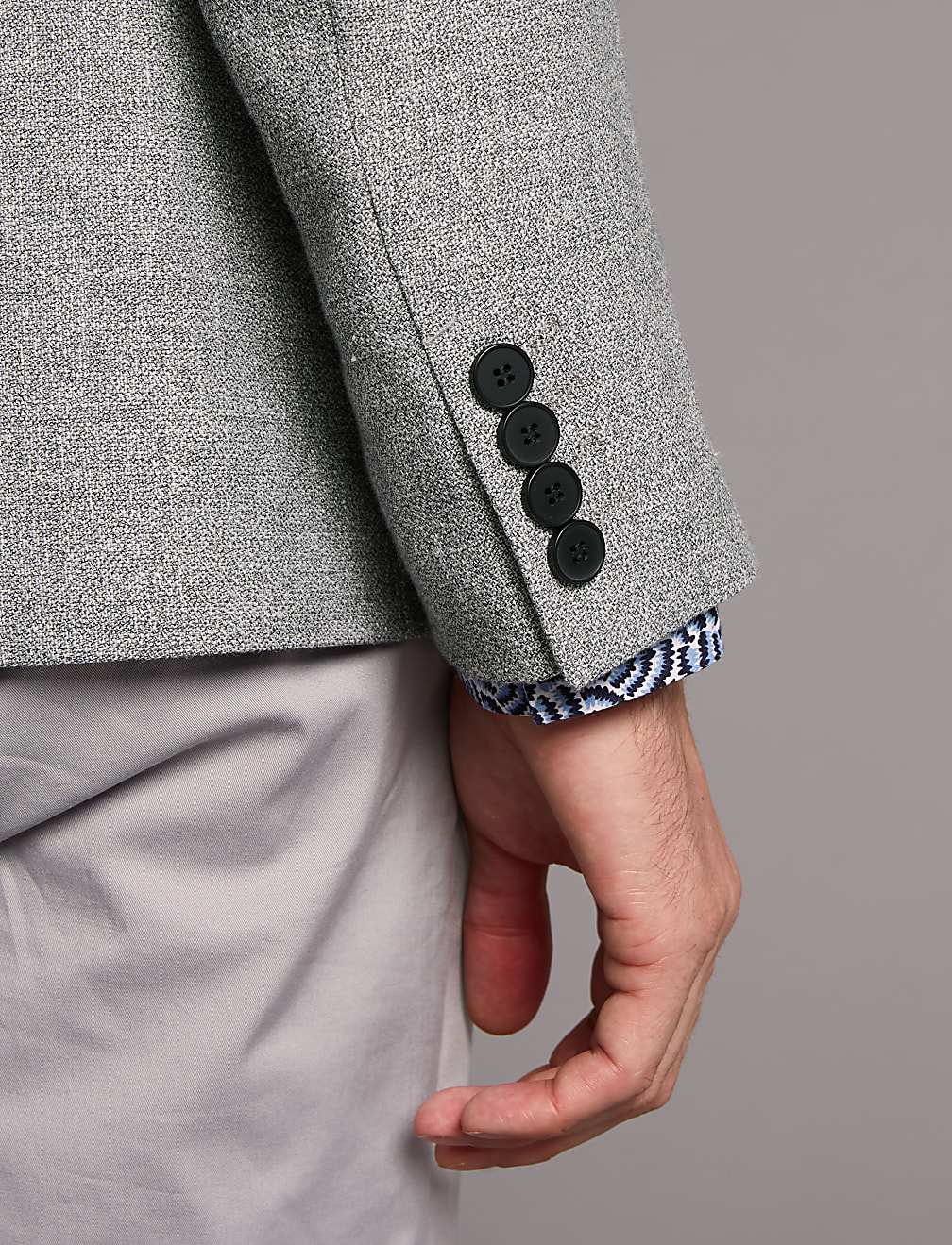 Linen Rich Tailored Fit Textured Jacket