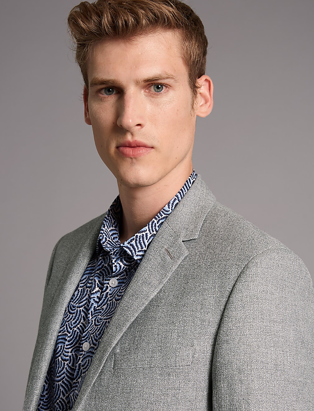 Linen Rich Tailored Fit Textured Jacket