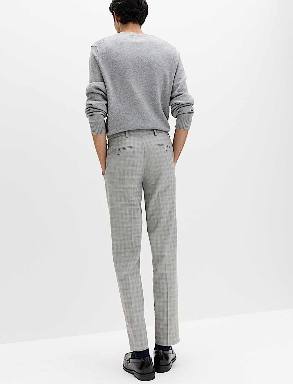 Tailored Fit Checked Trousers