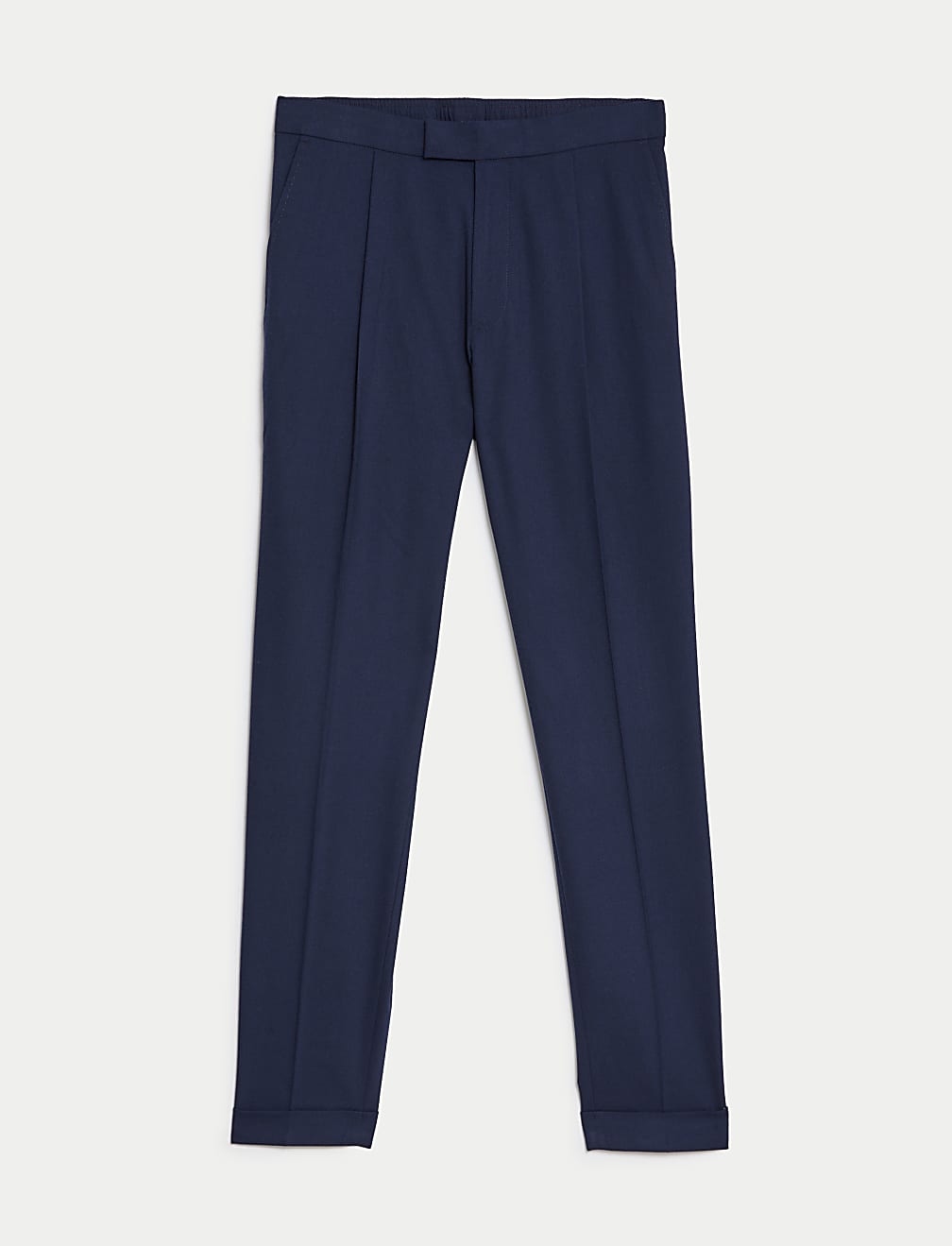 Single Pleat Brushed Stretch Trousers