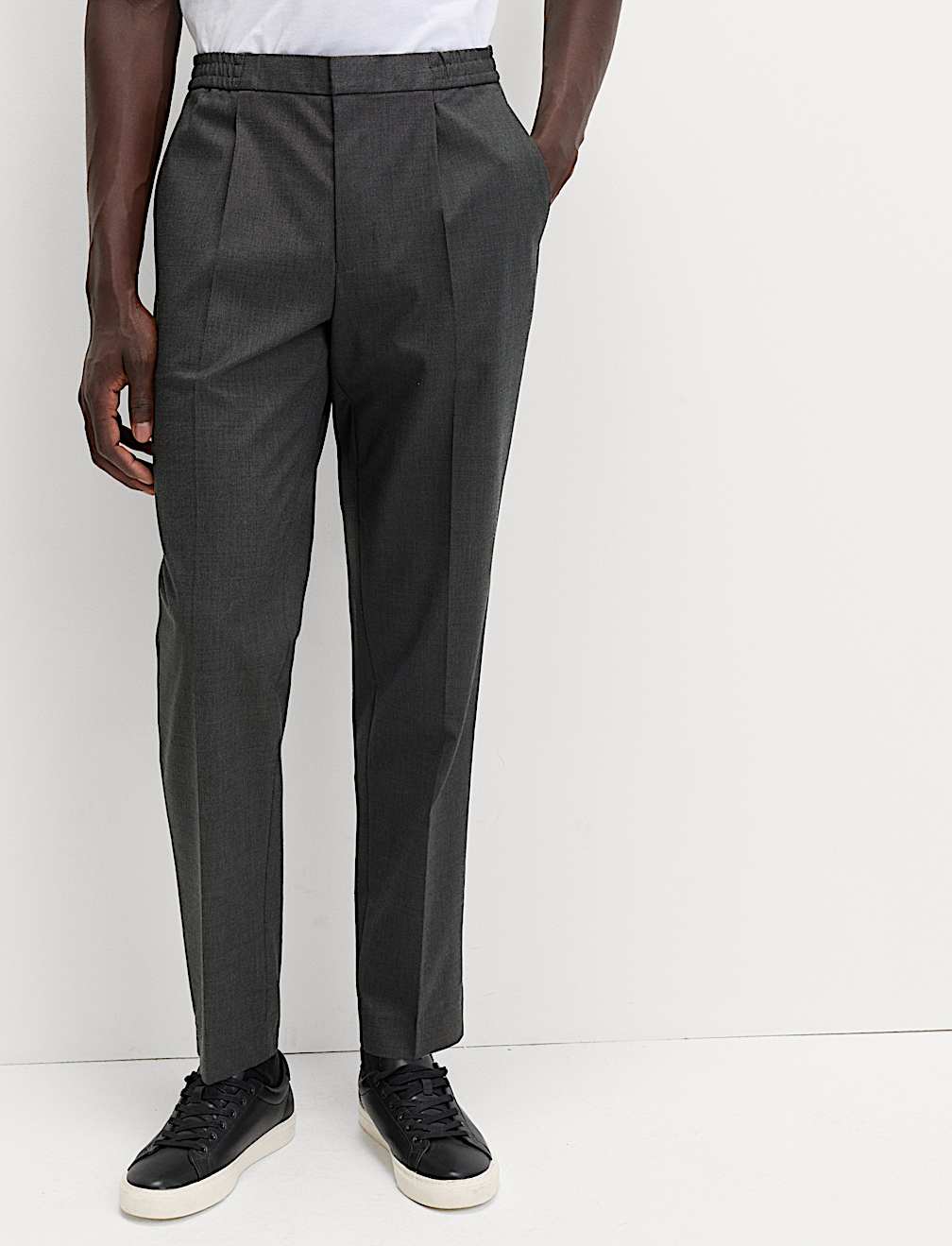 Cotton Blend Smart Elasticated Waist Trousers