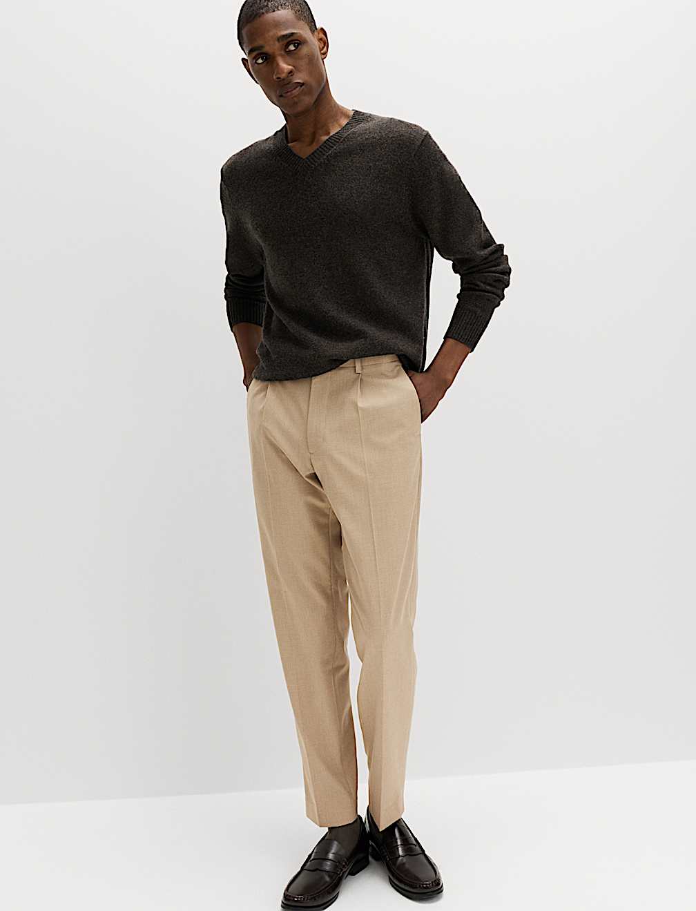 Tailored Fit Flat Front Puppytooth Trousers