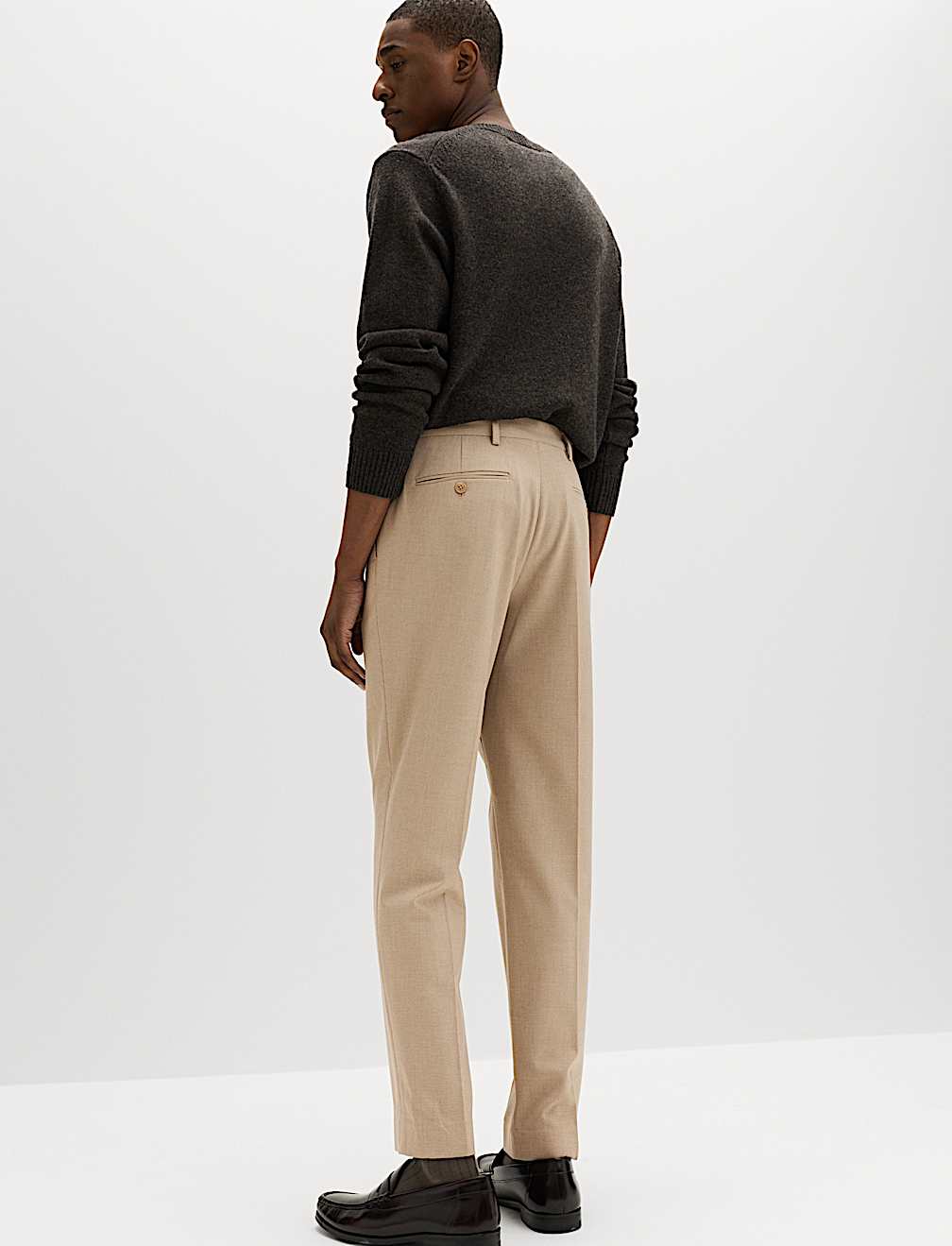 Tailored Fit Flat Front Puppytooth Trousers