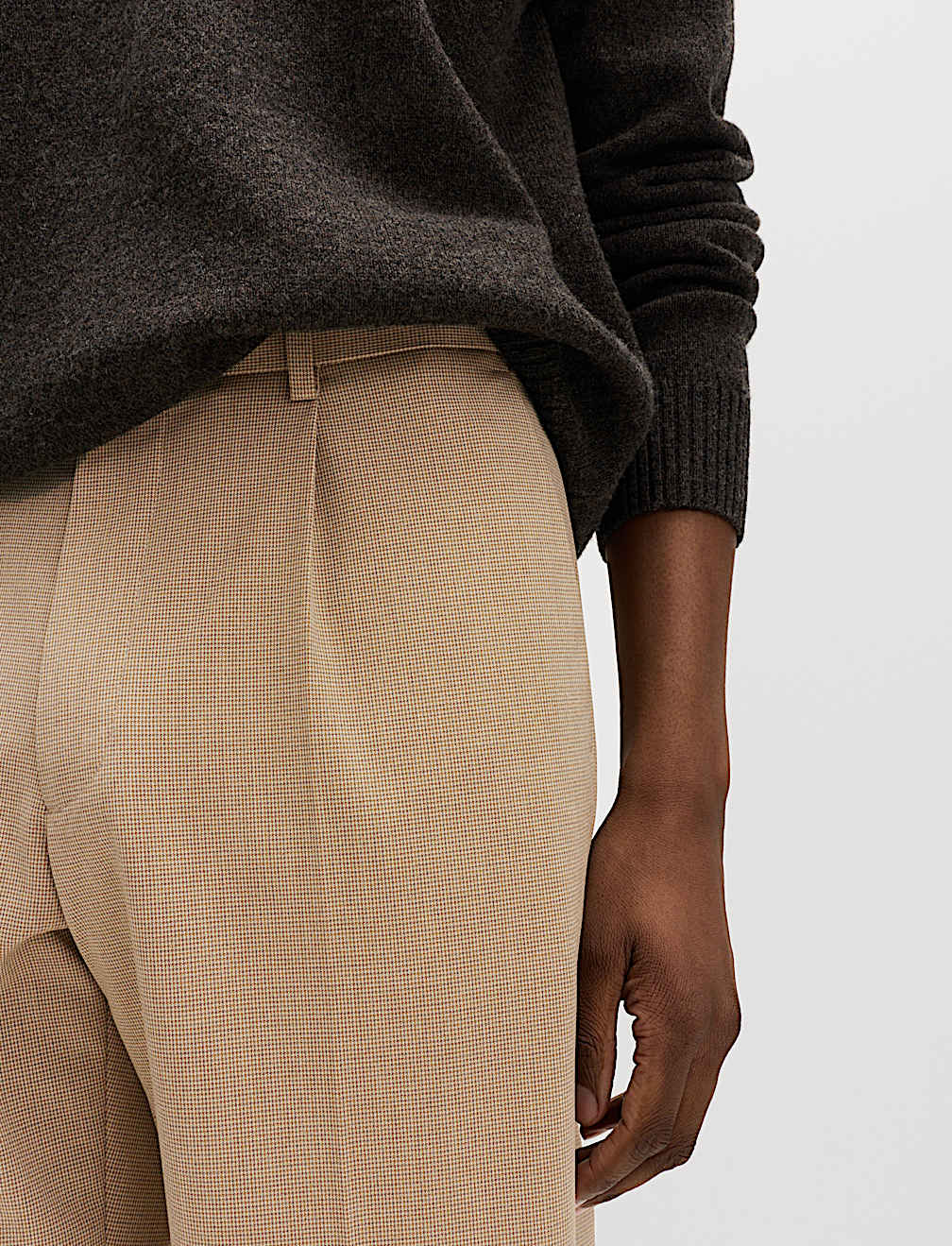 Tailored Fit Flat Front Puppytooth Trousers