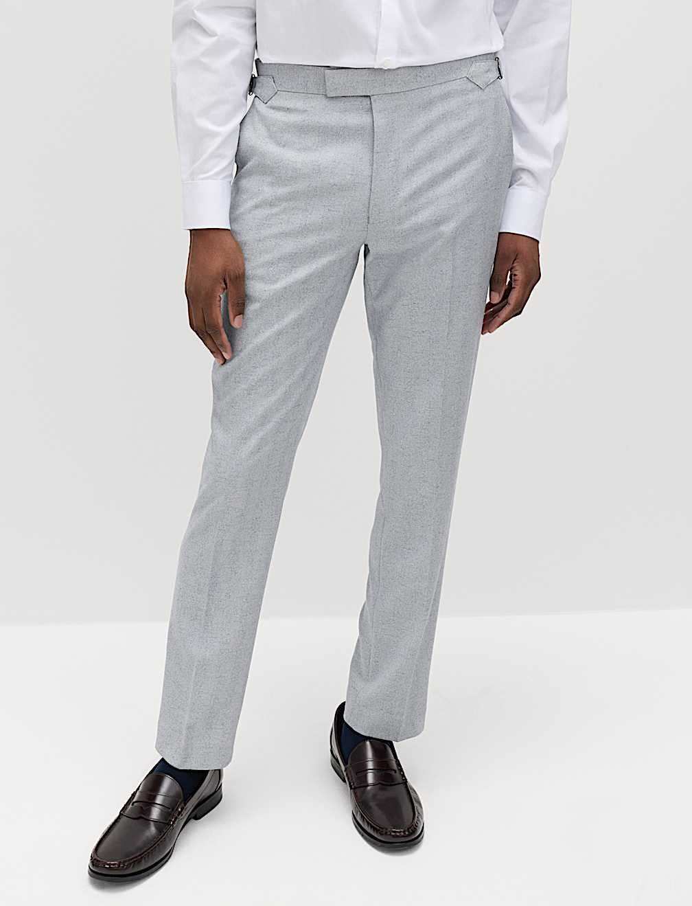 Tailored Fit Herringbone Trousers