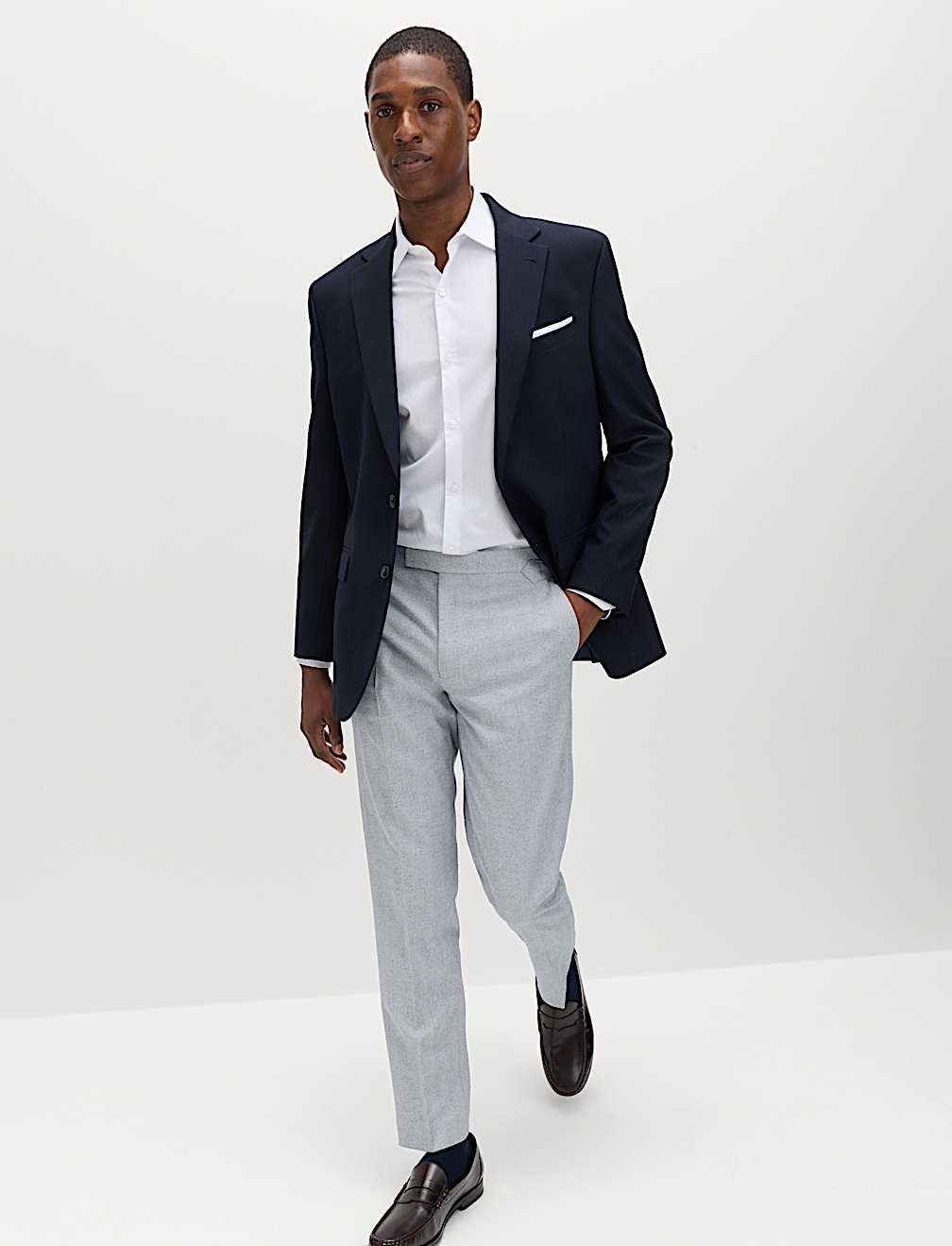 Tailored Fit Herringbone Trousers